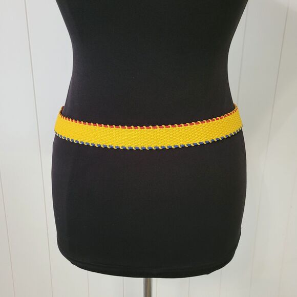 Vintage Womens Christian Dior Belt Yellow, Blue, Red Stretch Size M/L